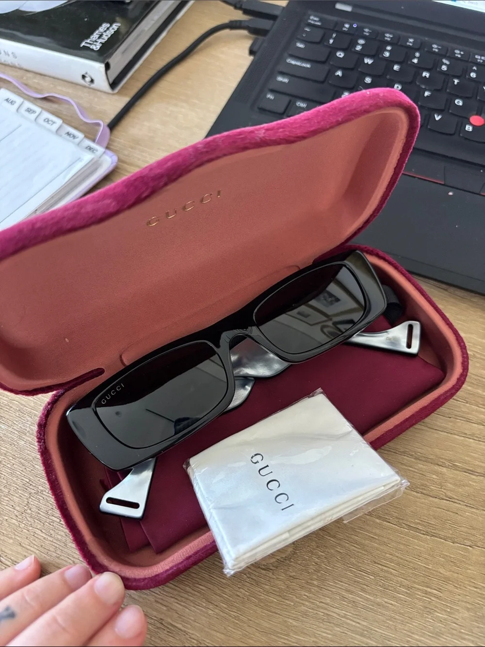 Gucci Black Rectangular Sunglasses NEW